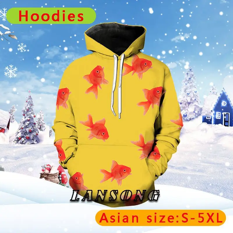 

LIASOSO Goldfish Hoodies Men Women Sweatshirt 3d Print Harajuku Funny Hoodie Jacket Streetwear Anime Clothes Lounge Wear