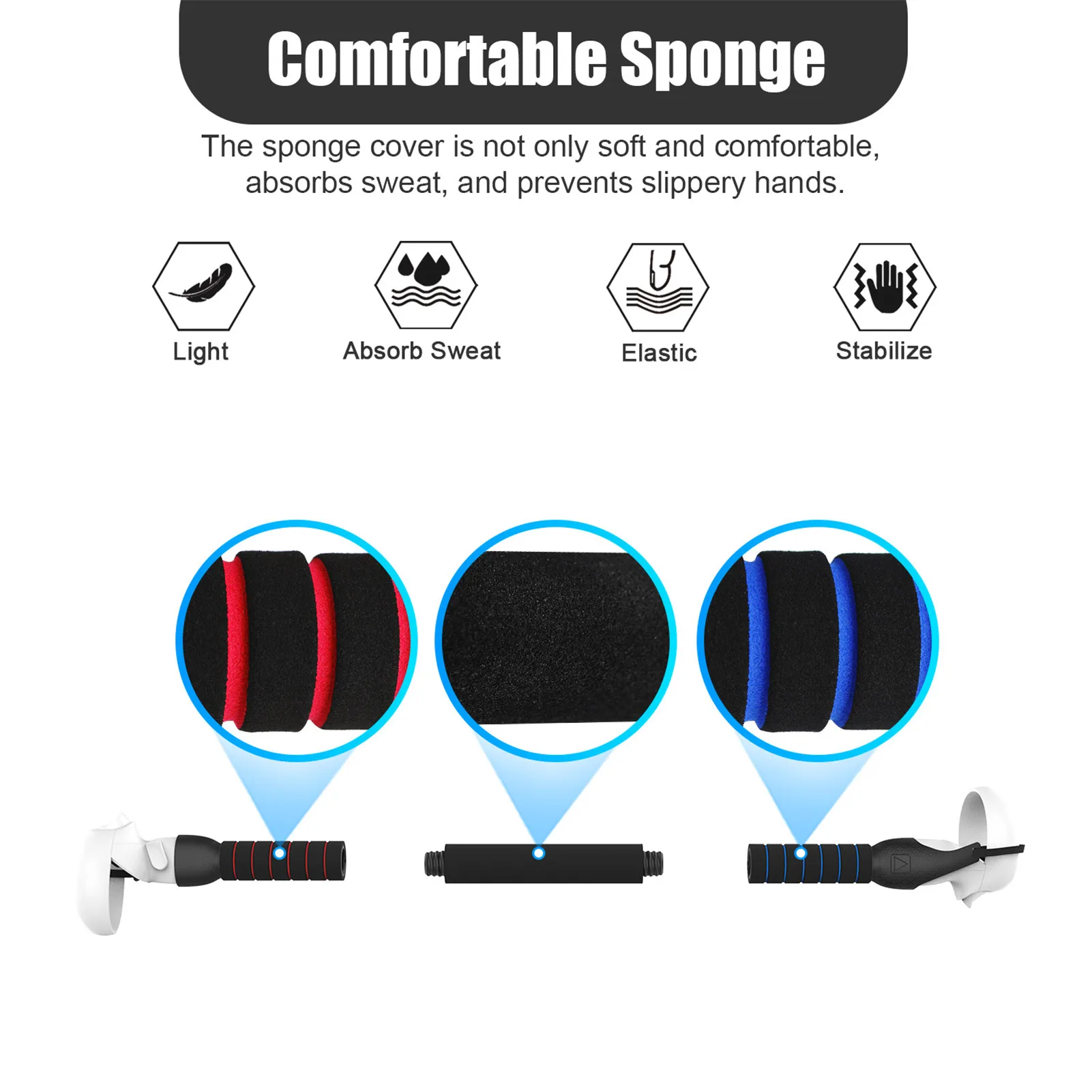 

Dual Lightsaber Handles Extension Grips for Oculus Quest 2, Quest or Rift S Controllers Playing Beat Saber Games
