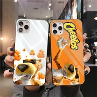cutewanan cheetos black tpu soft rubber phone cover tempered glass for iphone 11 pro xr xs max 8 x 7 6s 6 plus se 2020 case