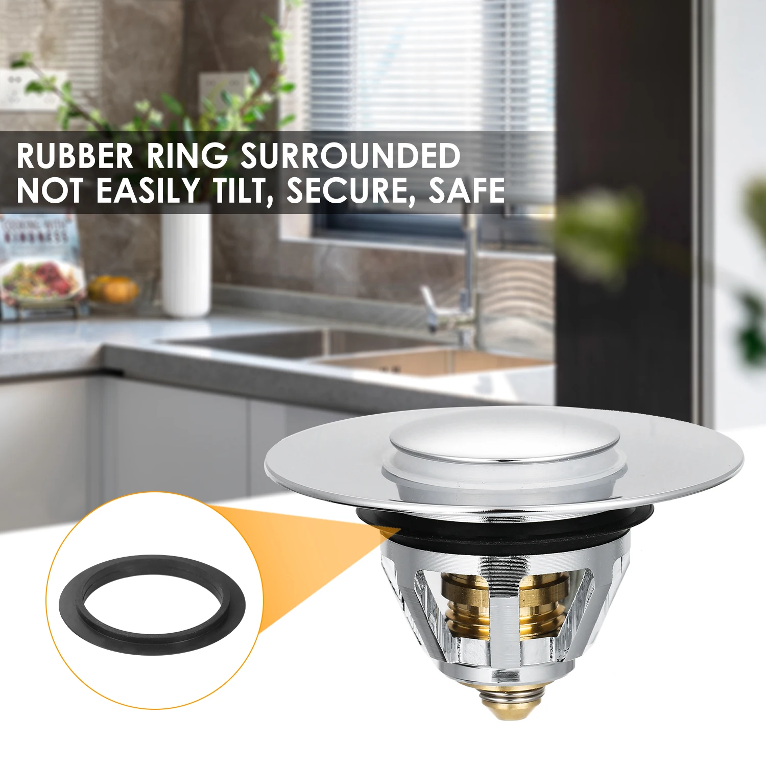 

Universal Push-Type Bounce Core Stopper Stainless Steel Pop-Up Drain Filter Sink Drain Plug with Anti-Clogging Strainer Basket