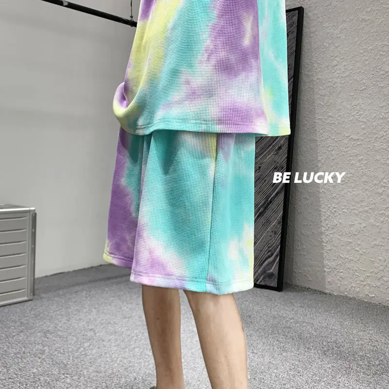 

Summer Tie-dye Shorts Men's Fashion Casual Shorts Men Streetwear Loose Hip-hop Wide-leg Shorts Mens Clothing M-2XL