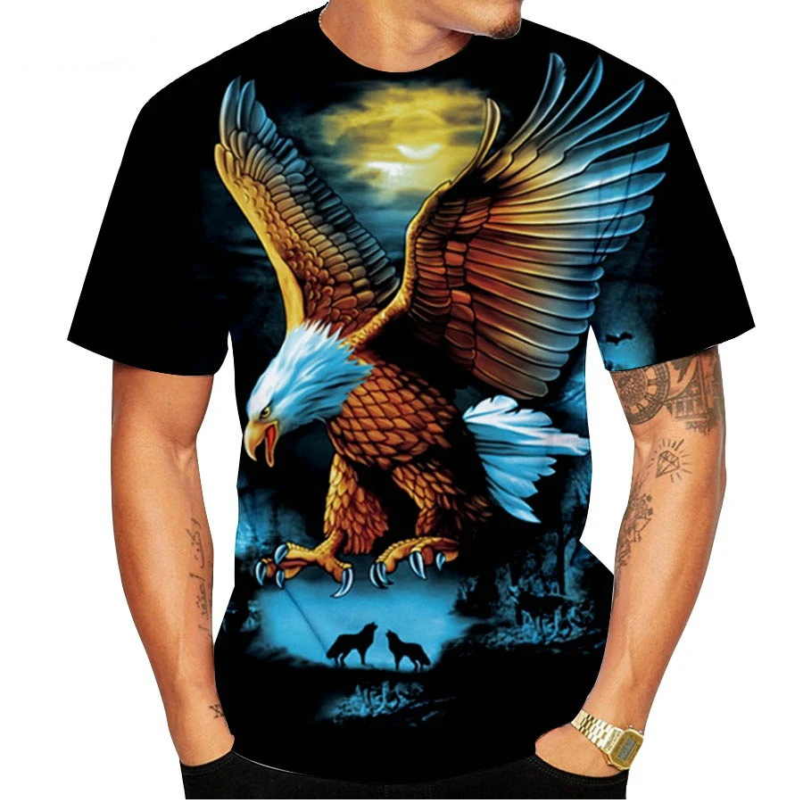 

3D Soaring Eagle Print T Shirt Men and Women Fashion Casual Sport T Shirts Summer Loose O Neck Short Sleeve Tops Tees Streetwear