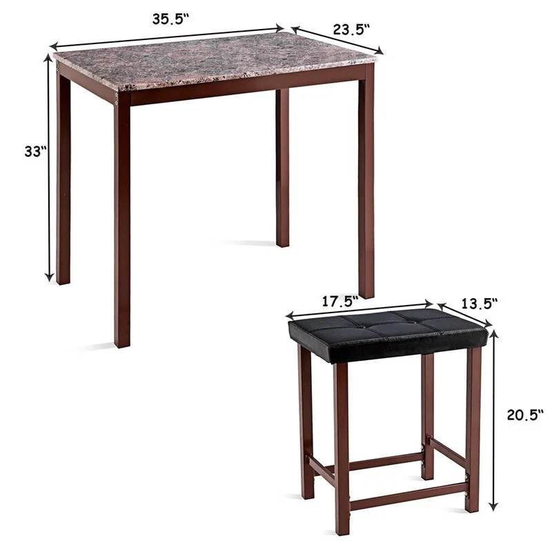 3 шт. Высота стойки искусственный мраморный обеденный комплект стол и стул набор