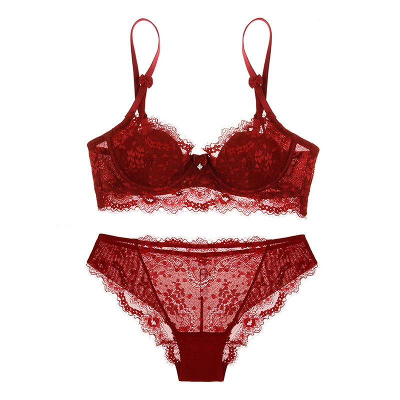 Бюстгальтер пуш ап + трусы женские кружевные 5 цветов размер в ассортименте 2