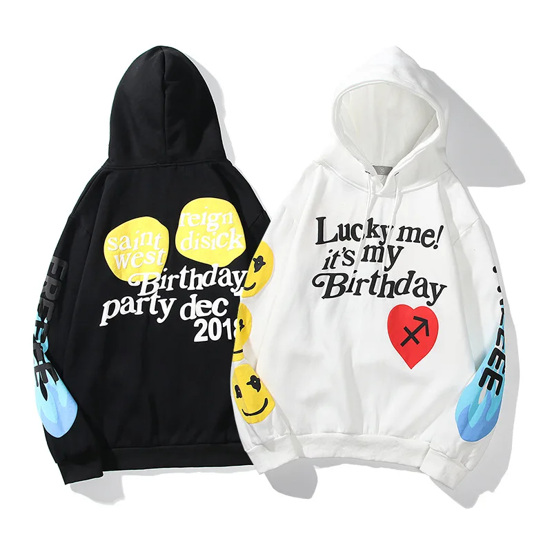 

Kanye West Hoodies Men Fashion Graffiti Letter Sweatshirt Harajuku Fleece Street HipHop Pullover Bone Loose Hoodie