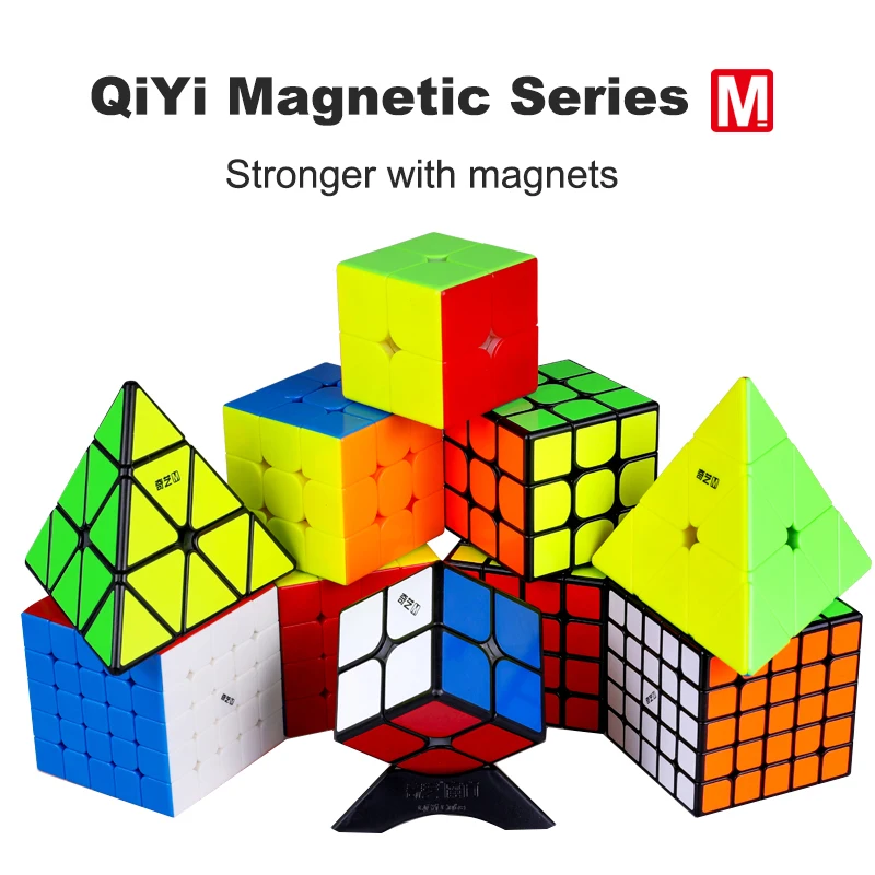 

QiYi MS Cube Магнитный 2x2 3x3 4x4 5x5 Пирамида липкий черный магический куб QY Магнитный куб скручивающийся скоростной куб Развивающие игрушки
