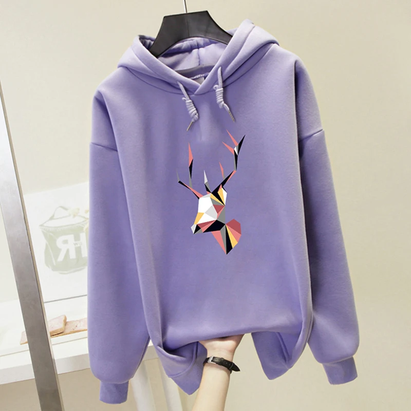 Purple Hirsionsan для женщин Толстовка толстый мультфильм цветные рога печати корейский Харадзюку Толстовка Kawaii пуловер теплый негабаритных спортивная одежда - Цвет: Purple