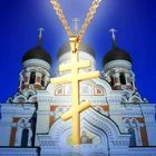 Vnox христианский ортодоксальный распятие ожерелья для верующих (с изображением Иисуса) русский крест молитва большой кулон золотой цвет распятие INRI Крест мужское ожерелье
