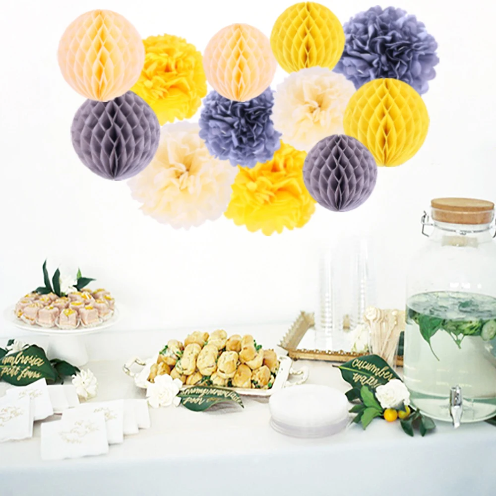 12 шт./компл. искусственный Бумага цветы помпон помпоны для свадьбы украшения