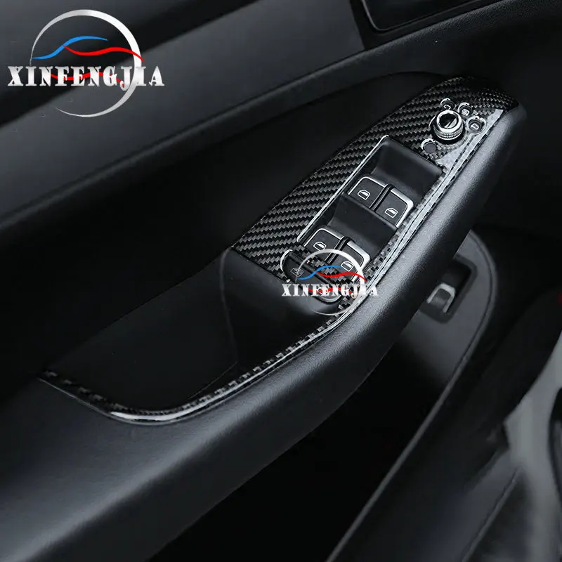 

For Audi Q5 09-17 4pcs Carbon Fiber Door Armrest Window Lift Frame Cover trim