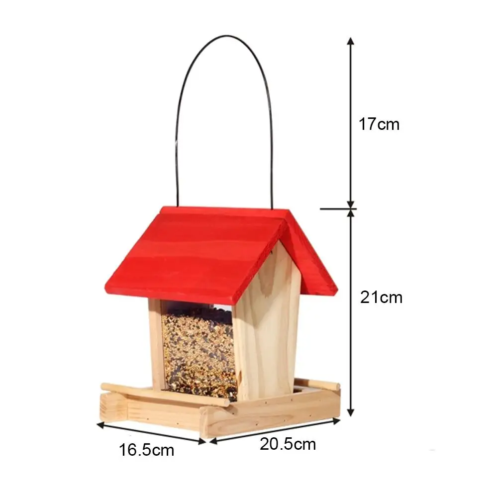 

Bird Feeder Outdoor Wild Bird Hanging Feeder Rainproof Wooden Balcony Villa Bird Food Box Bird Food Container