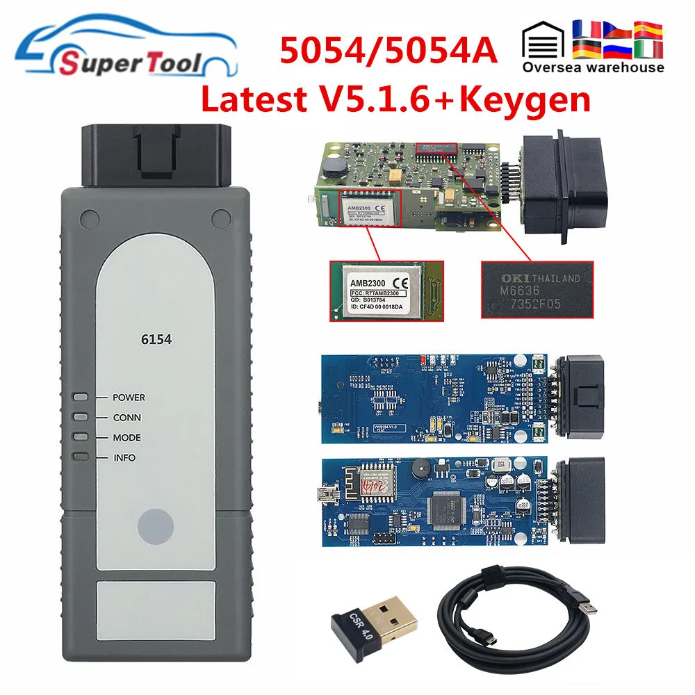 Автомобильный диагностический сканер AMB2300 Bluetooth 5054 V5.1.6 5054A 5.1.6 с генератором