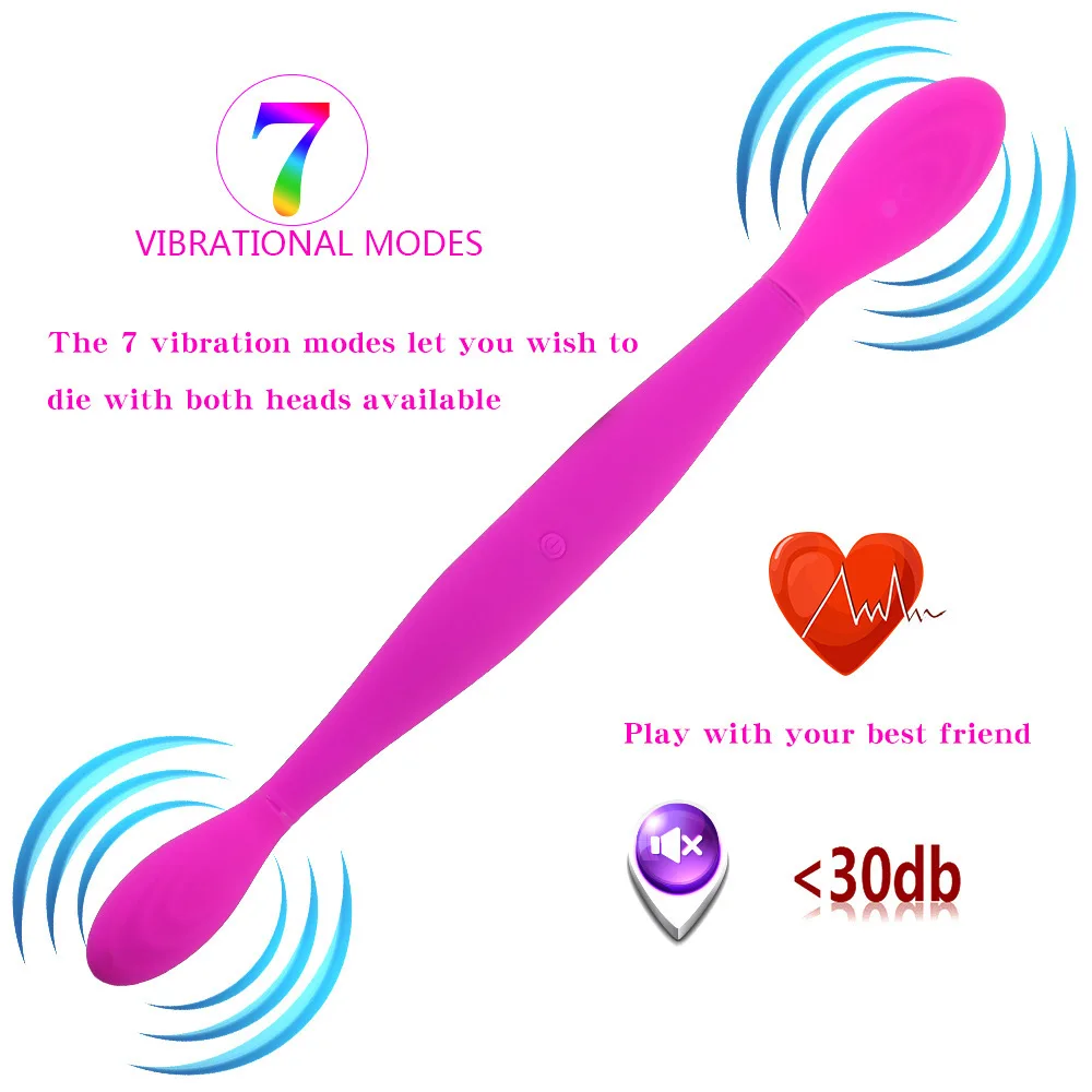 

Double-Headed Vibrator Female Masturbation G-Spot Vagina Clitoris Massage AV Stick Anal Plug Orgasm Sex Toys for Women Lesbian