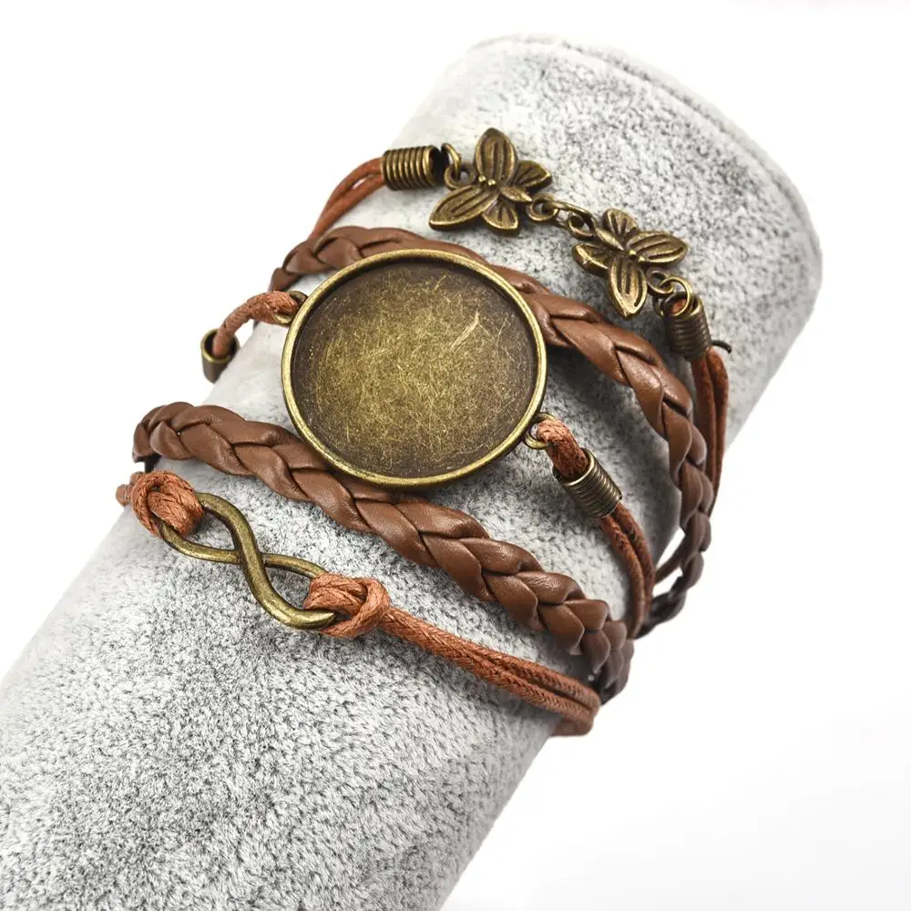 5 шт. кожаный браслет Безель пустая основа подходит для 25 мм круглых стеклянных