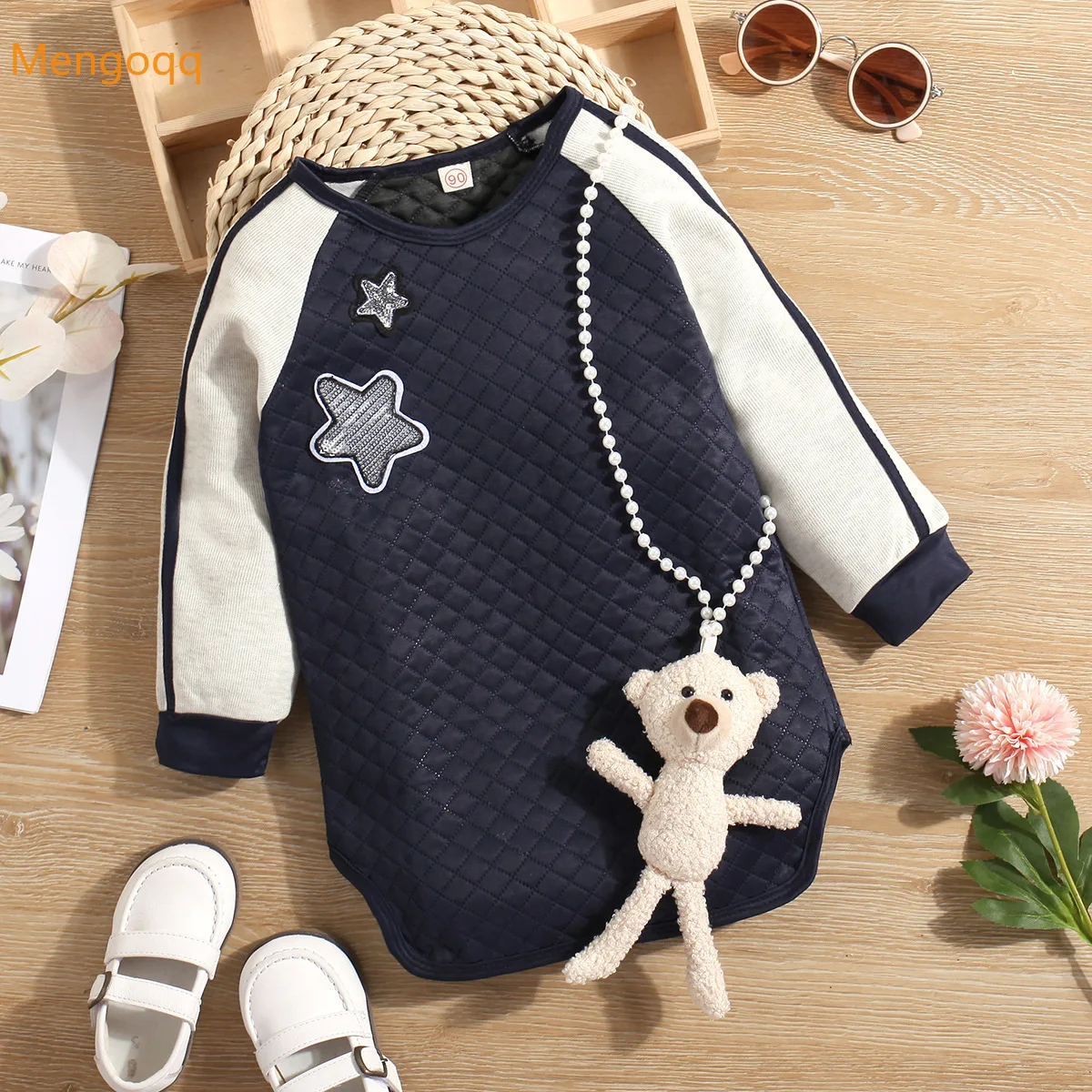 

Детское Платье До Колена, с длинным рукавом, в стиле пэчворк