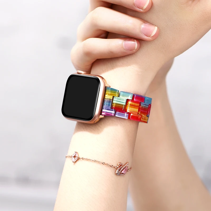 Браслет для iwatch 4 5 40 мм 44 отличный прозрачный ремешок из смолы Apple Watch 38 42 серия 3 2 1
