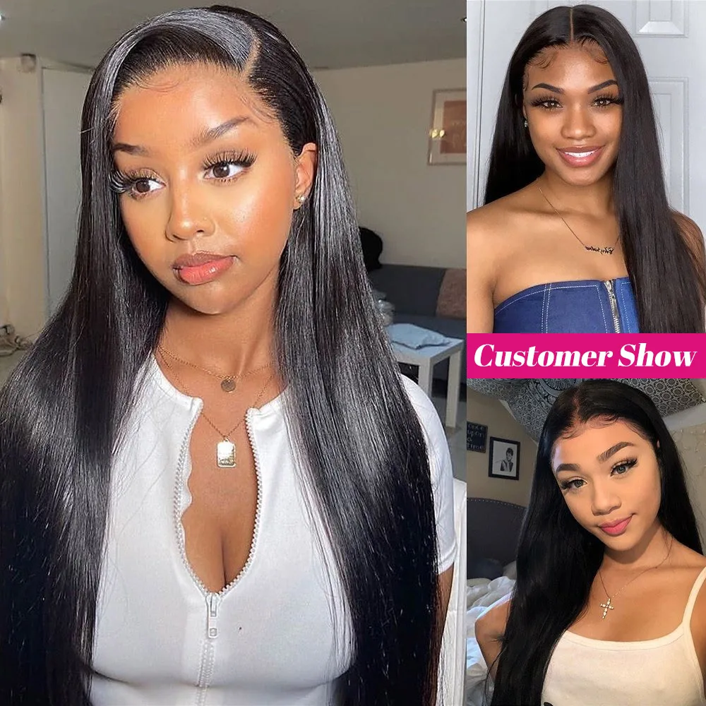 Straight Lace Front Wig 360 Frontal Transparent Wigs For Women Human Hair 13x4 | Шиньоны и парики