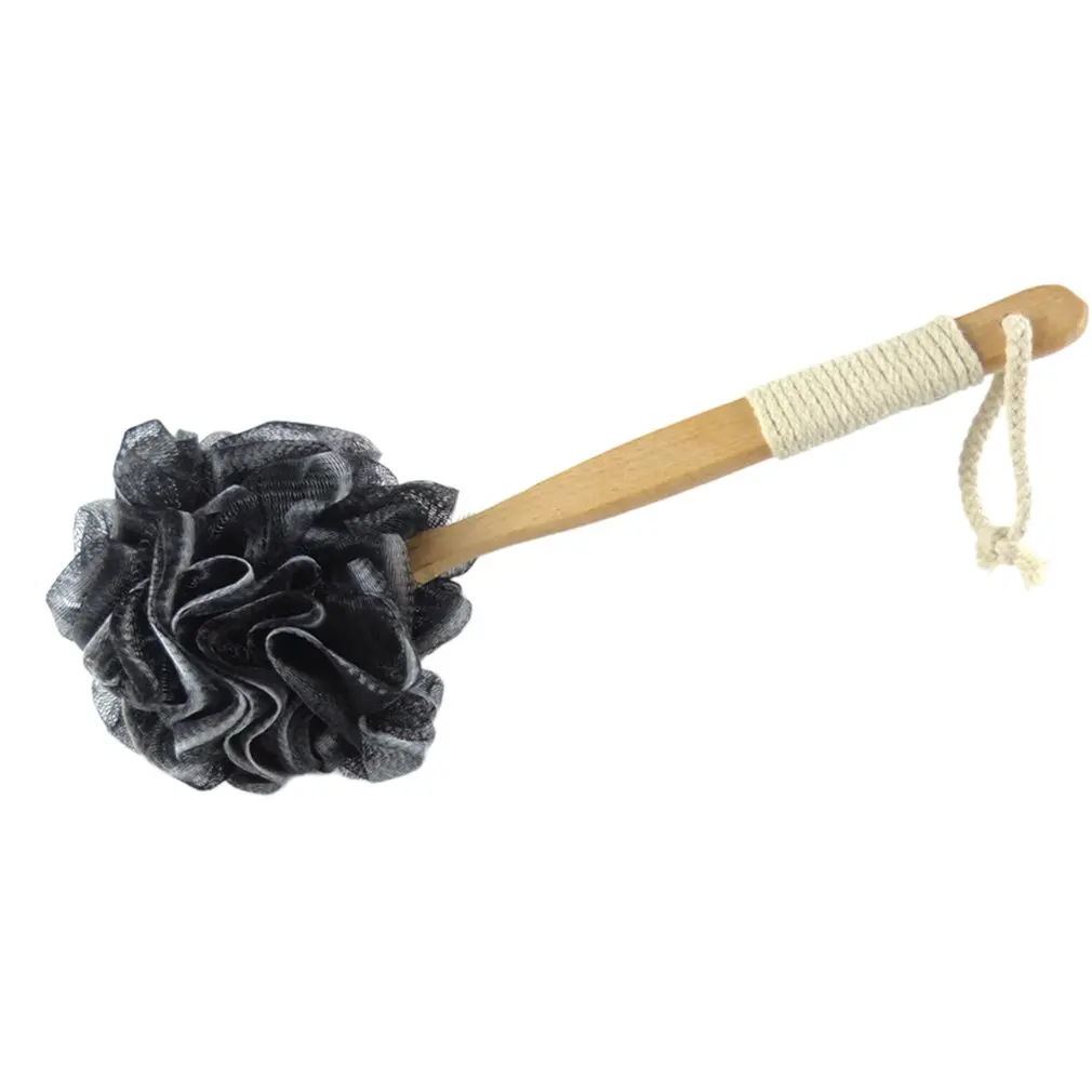 

Wooden Handle Non-slip Bath Flower With Long Handle Back Scrubber Shower Supplies Back Scrubber Bath Ball