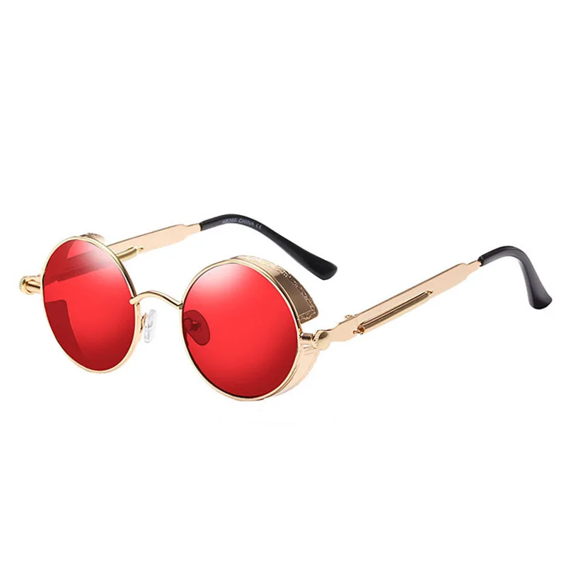 

2021 Trendy Round Frame Sunglasses Metal Spring Foot Sunglasses Brand Design Retro Retro Steampunk Round Shape Sunglasses