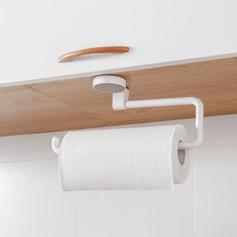 

Roll Paper Rack Kitchen Cupboard Hanging Paper Towel Holder Rack Tissue Cling Film Storage Rack