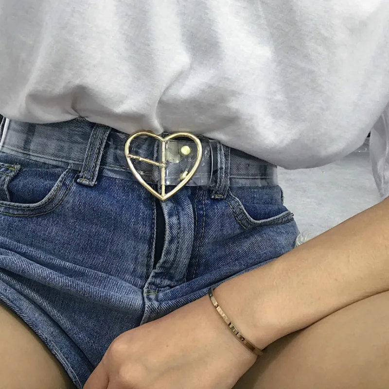 Женский голографический ремень с прозрачной пряжкой широкий пояс в стиле панк