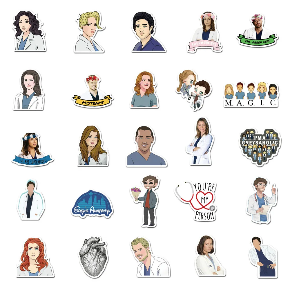 103050pcs tv show greys anatomy waterproof stickers diy skateboard guitar laptop luggage funny graffiti decal sticker kid toy free global shipping