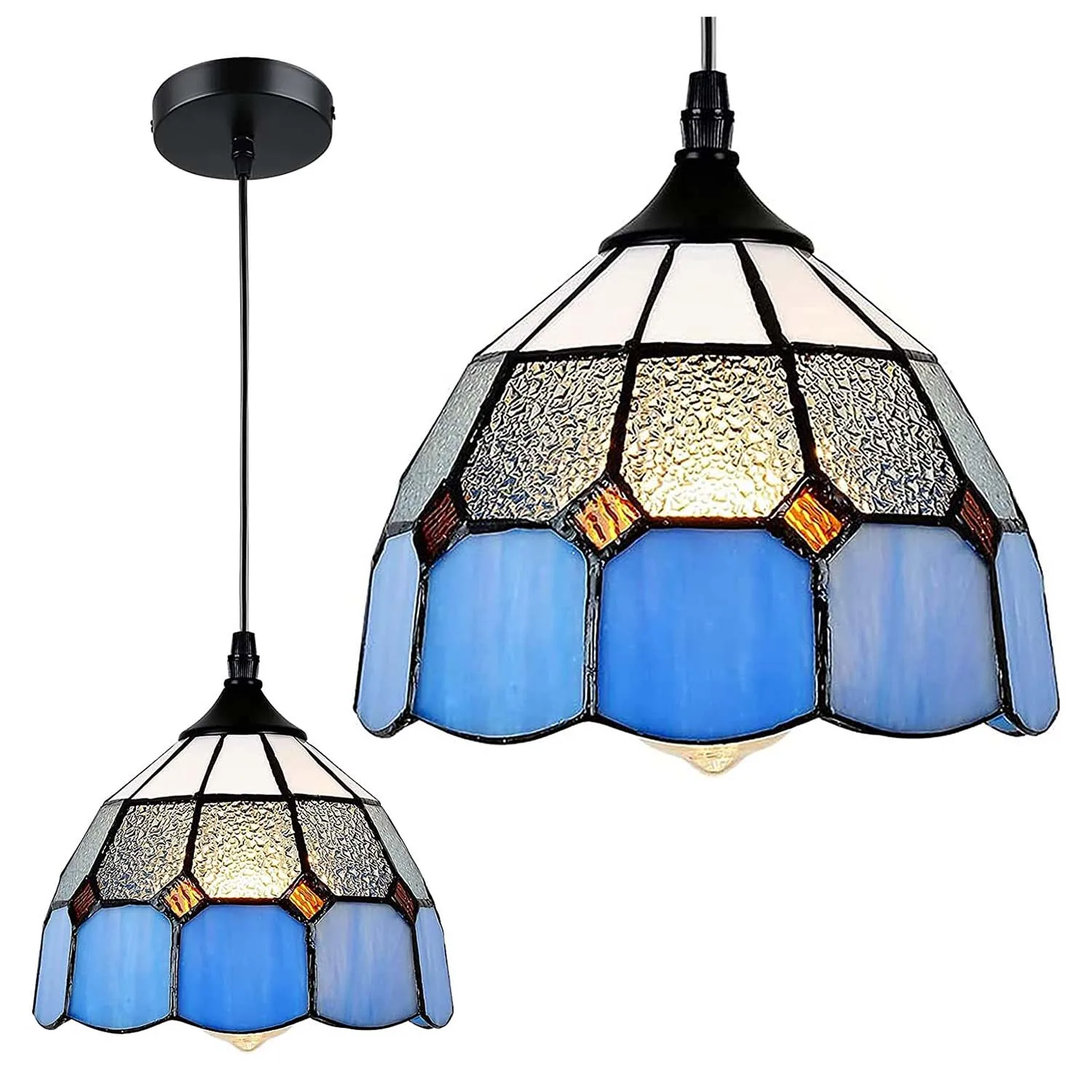 

Подвесной Светильник Тиффани, винтажная стеклянная люстра E27 с абажуром для спальни, гостиной, столовой