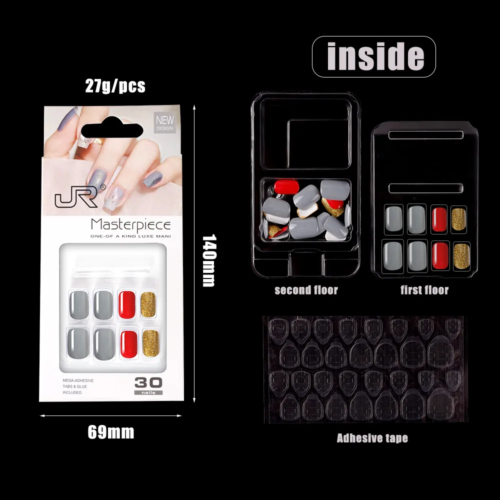

30 Pieces of Nail Art Full False Nails Wearing Nail Pieces Nail Art Jelly Glue 24 Types of Color Seamless Fake Nails