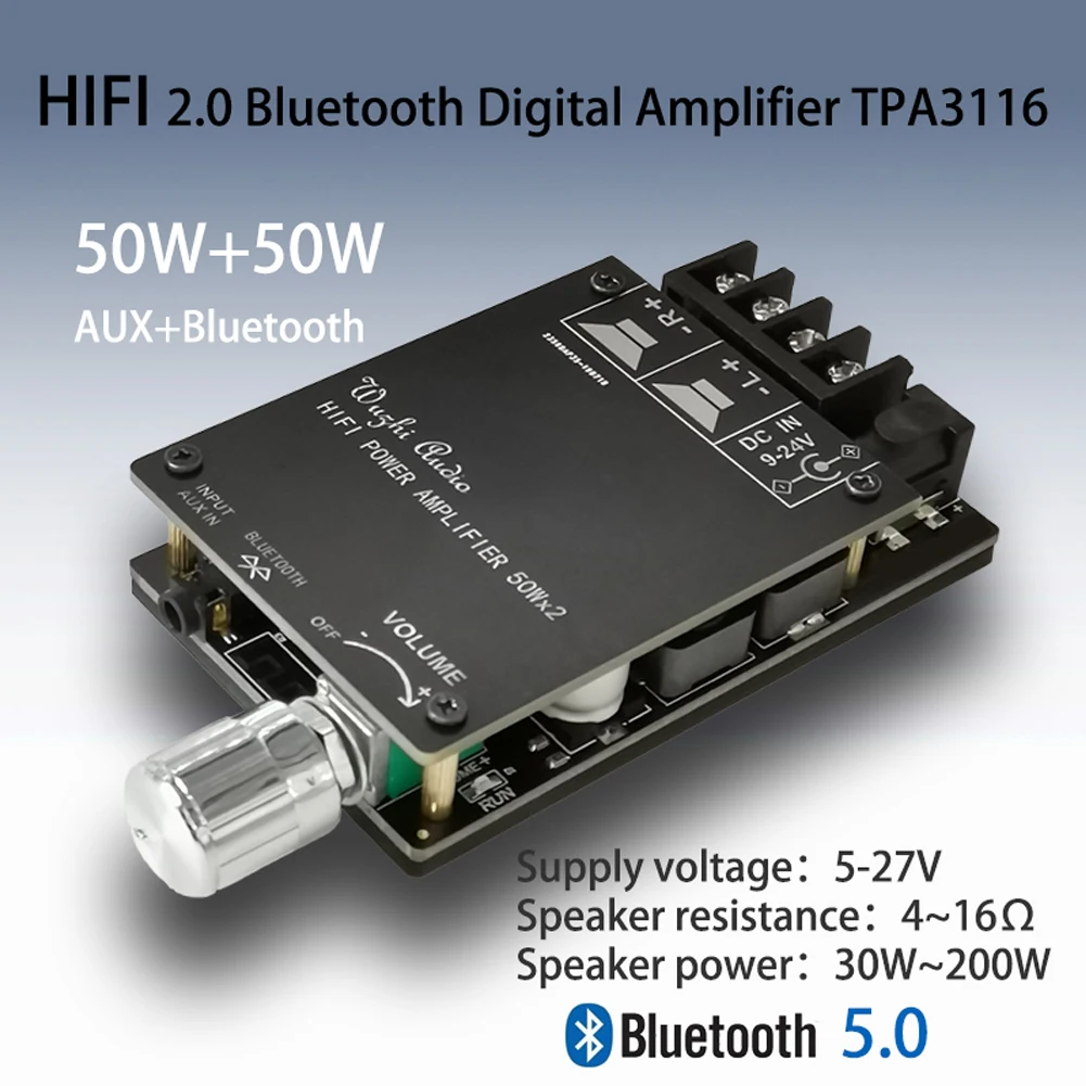 

50Wx2 Accessories Home Theater Easy Install Audio Stereo Sound Dual Channel Amplifier Board Bluetooth 5.0 With Filter Wireless