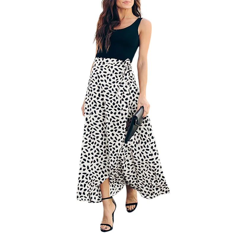 Женские юбки модные повседневные Универсальные Длинные в горошек с волнистым