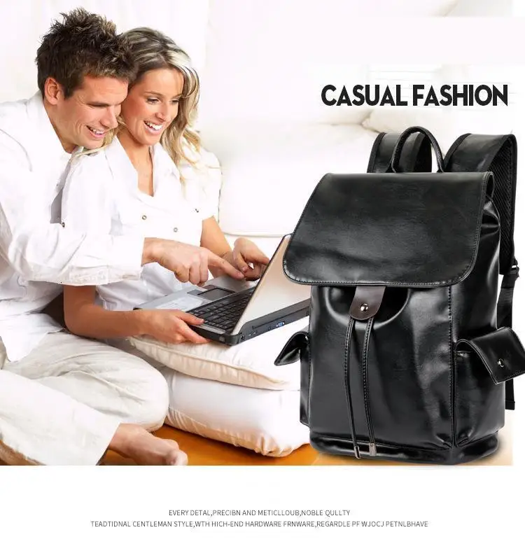 Высококачественный мужской рюкзак из искусственной кожи брендовый для ноутбука