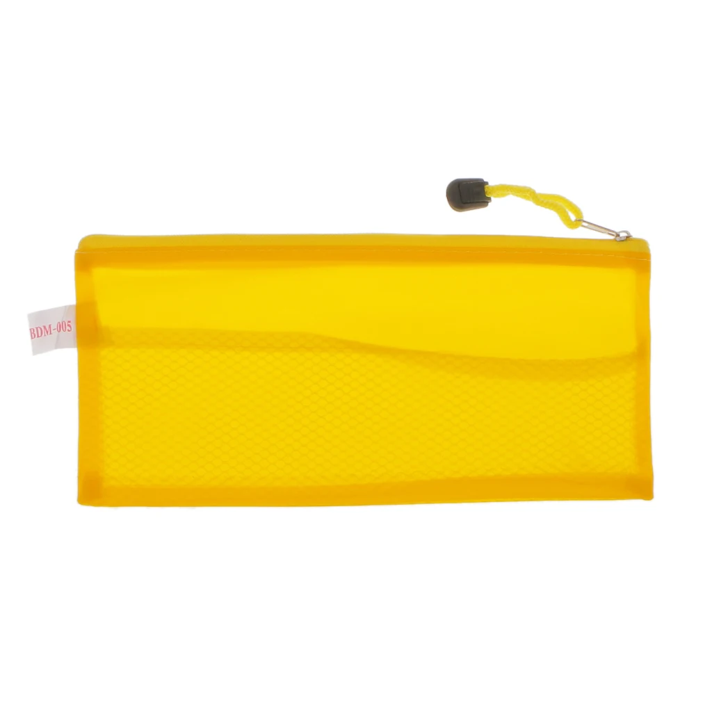 

10Pcs A6 Size Yellow Zippered Mesh Document Folder File Bags Office Supplies