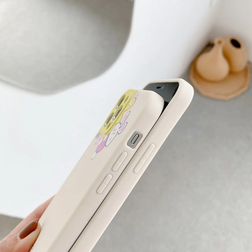 

Korea Cartoon Camera Protection Pattern Bear Rabbit Soft Phone Case for iPhone 12 11 Pro Max X XS XR 7 8 Plus Funny Cute Cover