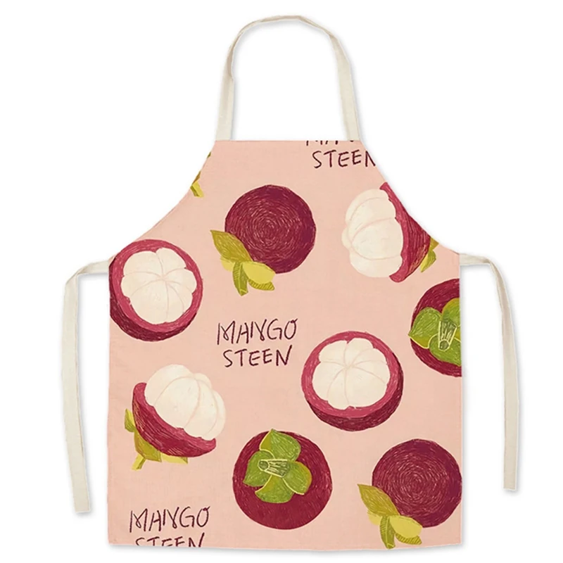

Cotton Linen Apron Fruits Printed Kitchen Women Baking Apron Bib Home Cooking Brief Sleeveless Household Baking Wear P1
