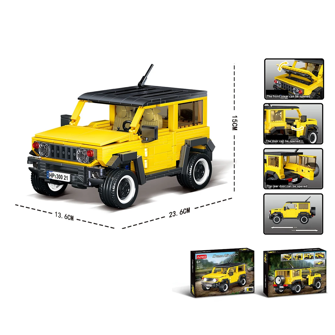 

908Pcs Off-Road Vehicle Bricks Model DIY Building Blocks Bricks Toy Block Assembly Toys For Kids Children Gifts - Yellow