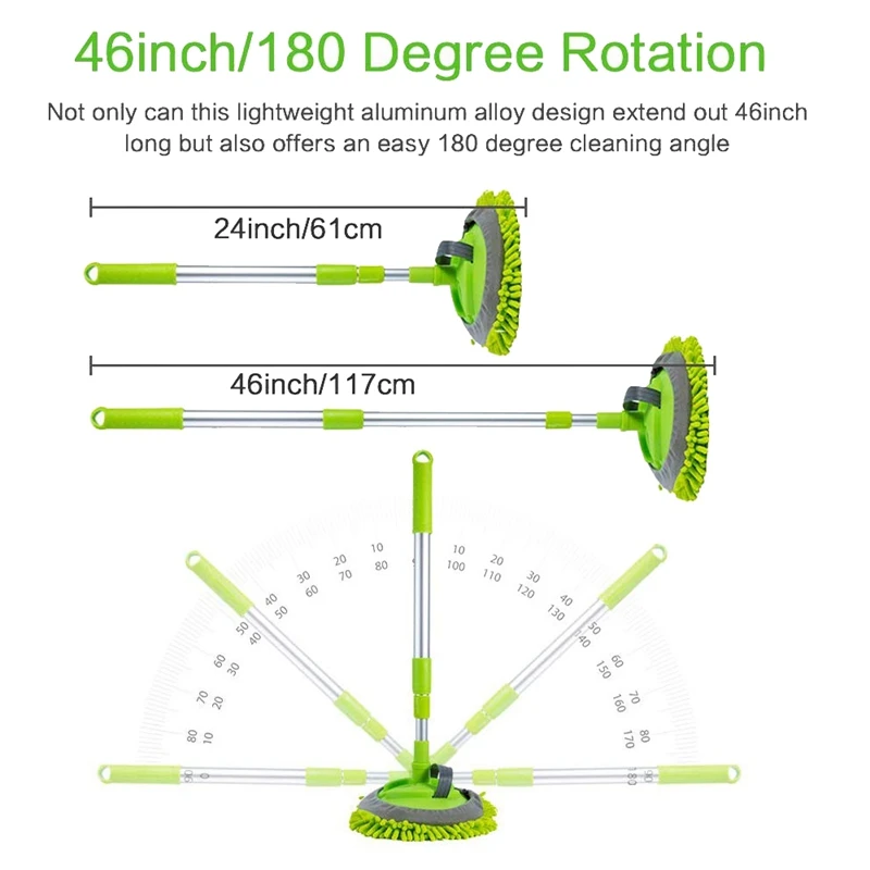 2 в 1 щетка для мытья автомобиля с длинной ручкой шенилл микрофибра удлинитель 24