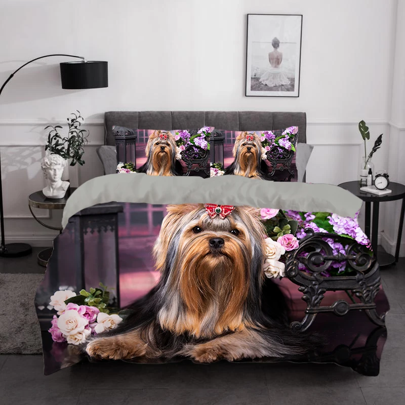 

3d Cute Dog Bedding Set Loving Double Printed Bed Duvet Cover 2/3pcs Luxury Queen King Twin Size Comforter Set For Children