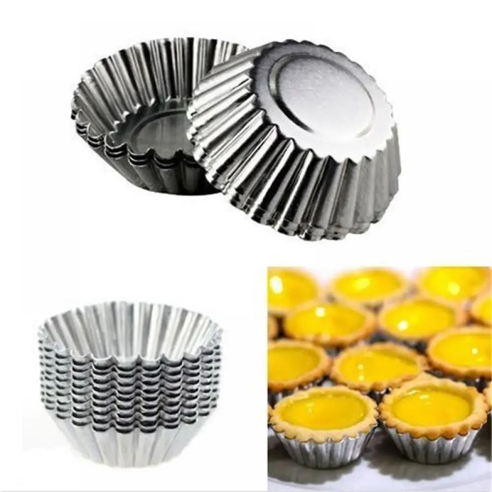 

LINSBAYWU 10pcs Cake Aluminium Alloy Egg Tart Mould Baking Tool Cupcake Egg Tart Fruit Tart Mold