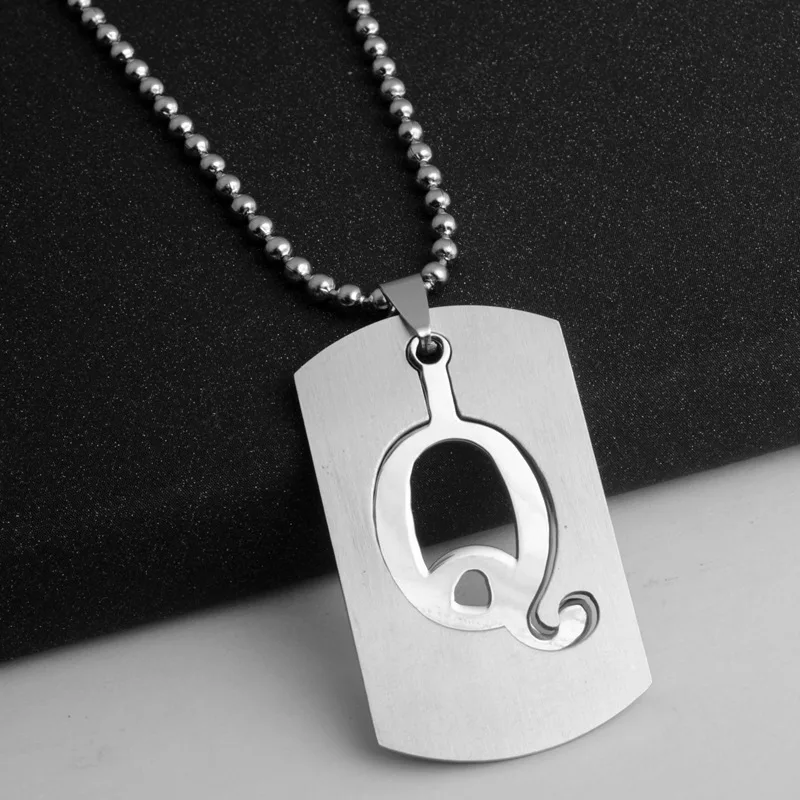 

English initial letter Q name symbol necklace detachable double layer text stainless steel English alphabet Family gifts jewelry
