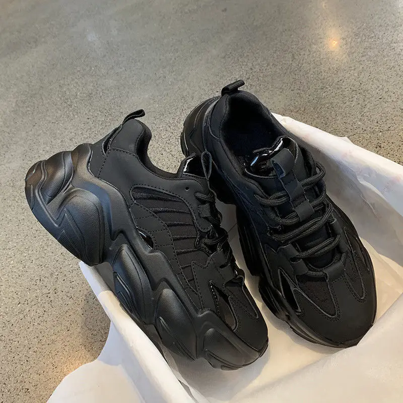 

2021 shoes Height Increasing Running Shoes Woman Sneakers Small white shoes Trends Female Platform Lace Up Daddy Shoes
