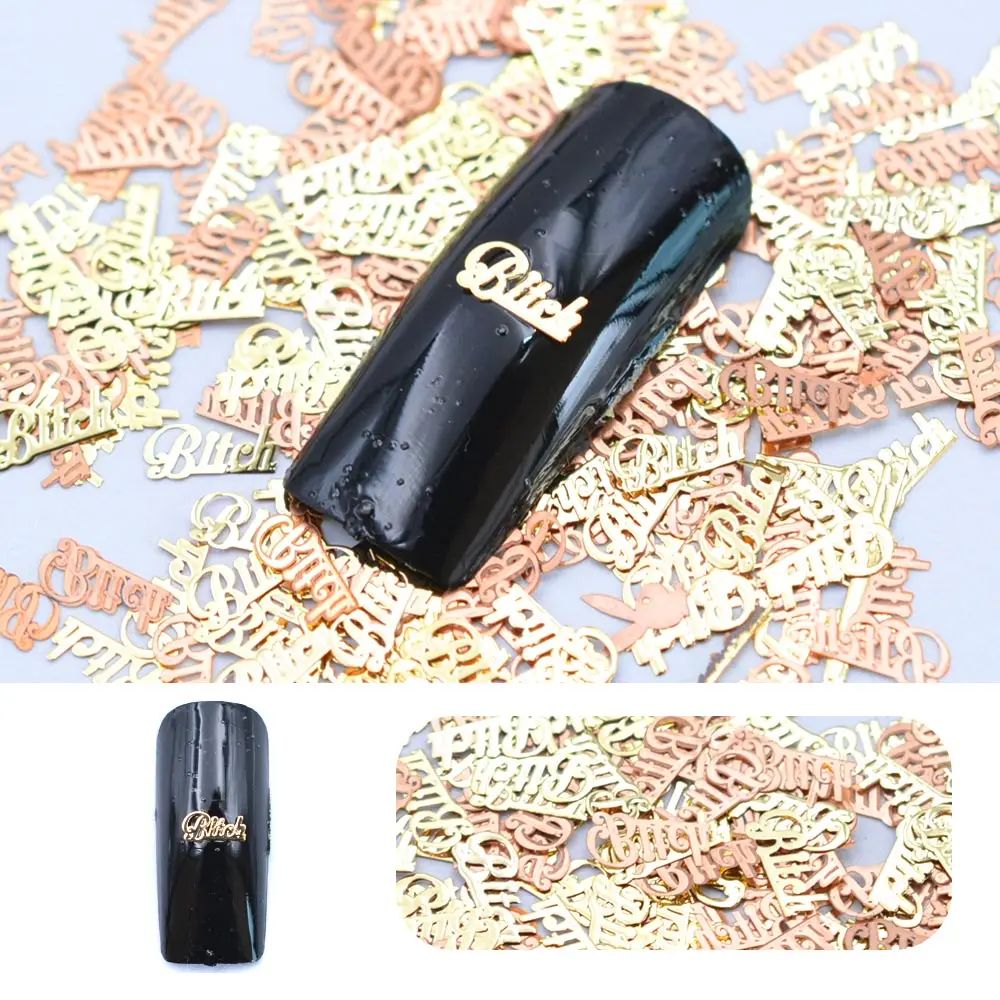 800 шт./упак. Золотой логотип стержень полые блестки блеск для ногтей украшение