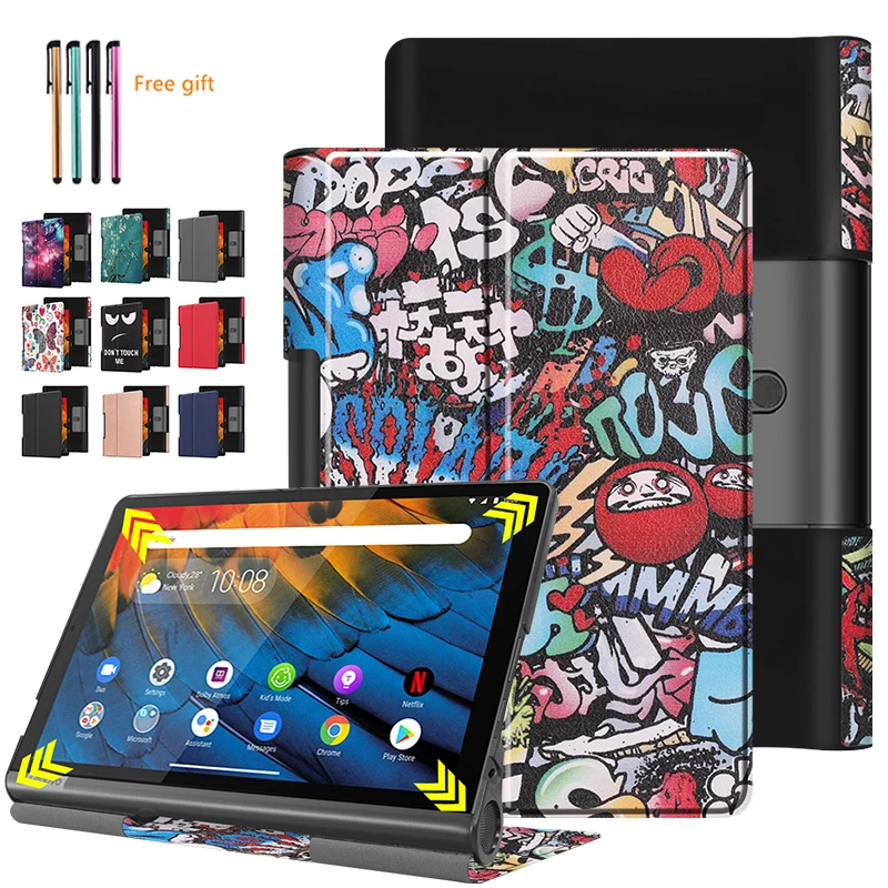 

Protective Case For Lenovo Yoga Smart Tab YT-X705F 10.1" tablet Slim Folding Cover For Lenovo Yoga Tab 5 YT-X705 Case+pen gifts