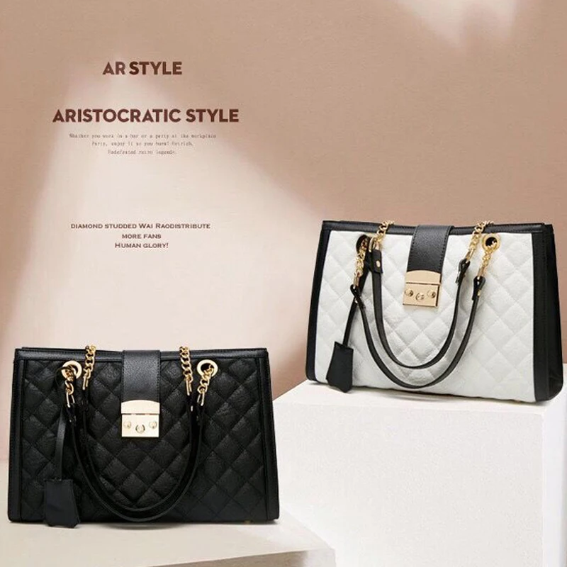 Вместительные женские сумки через плечо из искусственной кожи на цепочке