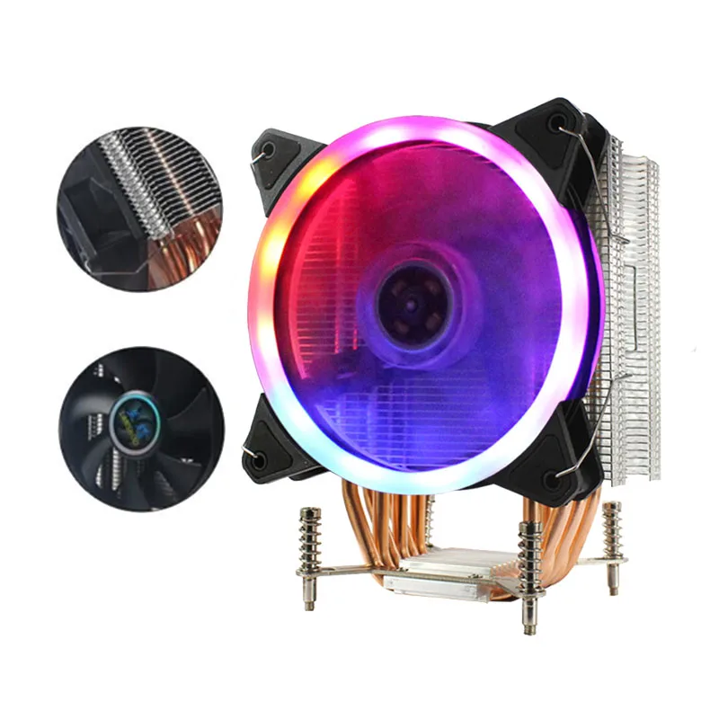 

LANSHUO Six Copper CPU Radiator Ultra-Quiet Cooling Fan Single Motherboard 2011 Server for X79 X99 X299 CPU Fan (Three-Line Sing