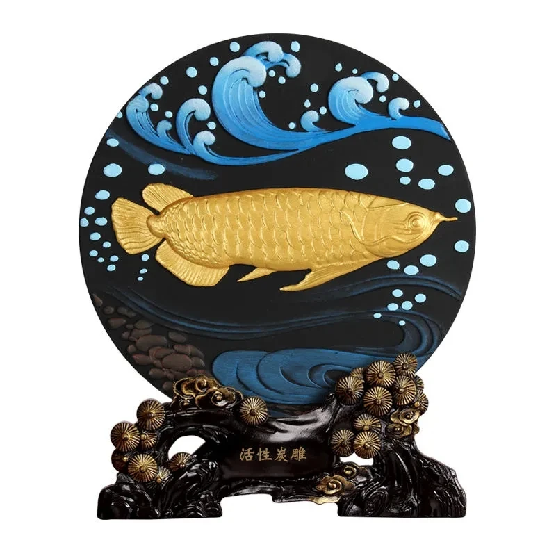 Декоративная тарелка с резьбой по углю 20 см | Дом и сад