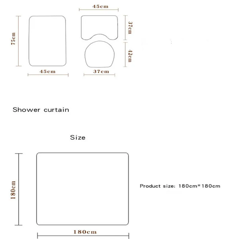 

New Creative Shower Curtain+Bathroom Mat Set Soft Floor Foot Pad Creative Printed Toilet Covers WC Rugs Doormat Bath Carpet Rug