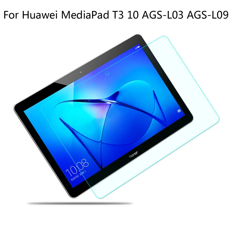 Ультратонкий защитный чехол-подставка литчи для huawei MediaPad T3 10 AGS-L09 AGS-W09 AGS-L03 9,6 дюймов - Цвет: Glass Film