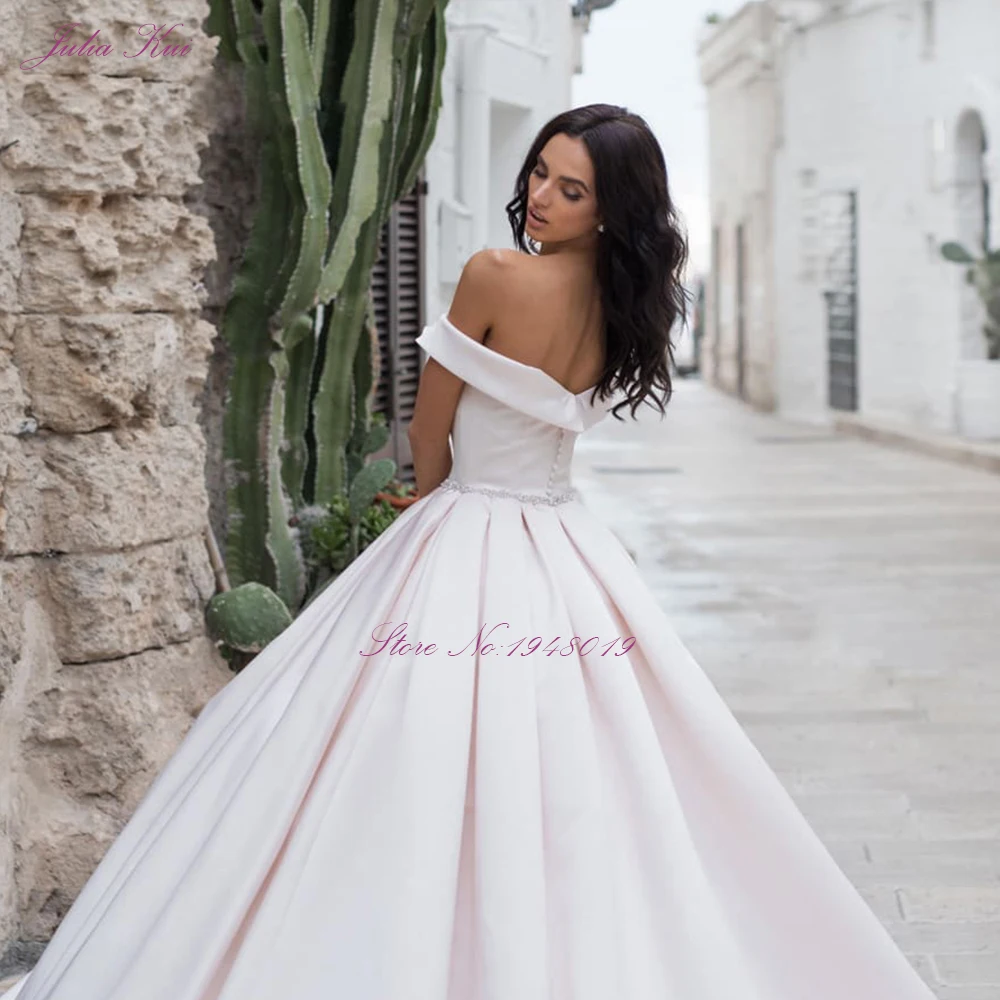 Julia Kui Великолепное кружевное свадебное платье трапециевидной формы из атласной