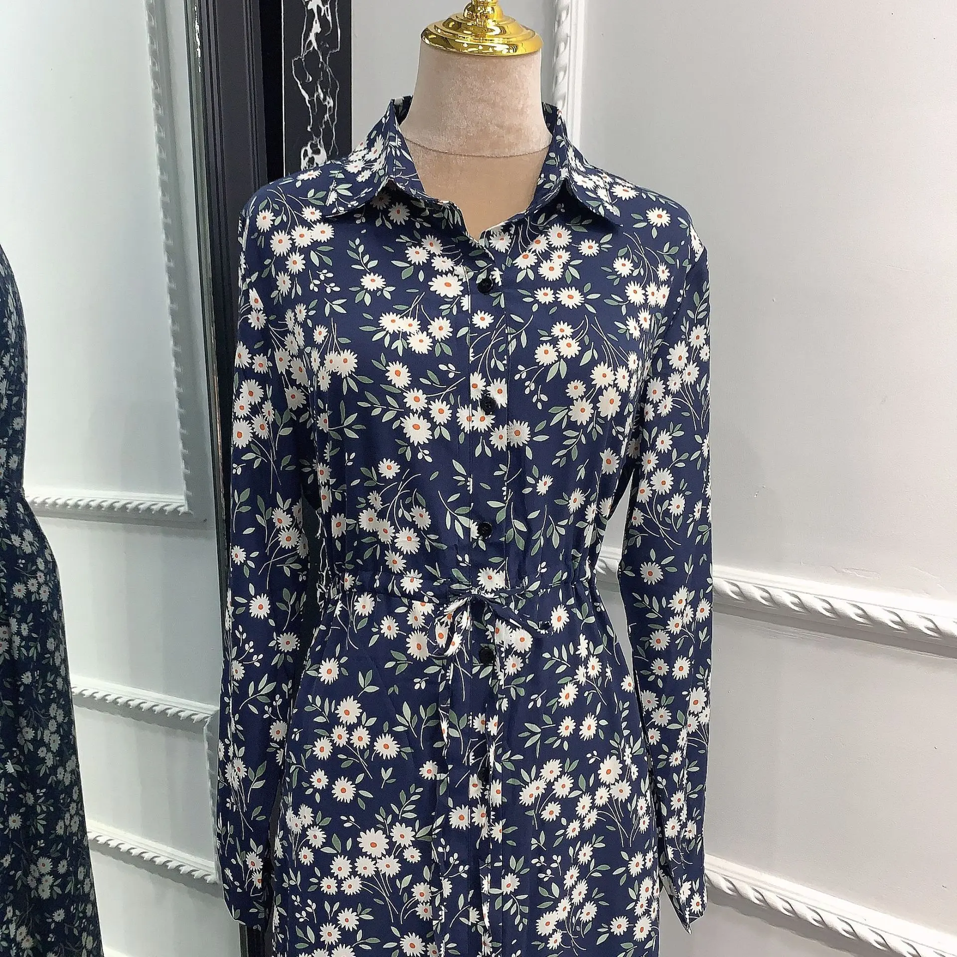 

Модная мусульманская одежда с принтом хризантемы, syari abaya, Женская длинная рубашка с воротником, мусульманская одежда, abaya F2044