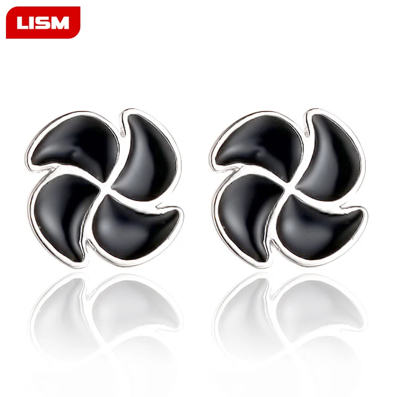 

Black Four-leaf Clover Earrings Silver Color Stud Earring Lucky Woman Concise Defence Allergy Earrings Ornaments